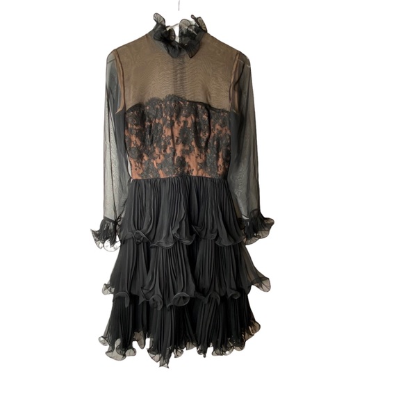 Saks Fifth Avenue Dresses & Skirts - Sak’s Fifth Avenue Vintage 80’s Travilla Ruffle Tiered Sheer Lace Formal Dress 6